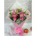 Handbouquet Mawar Pink Mix Lily di Jakarta 085959000635