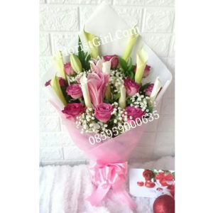 Handbouquet Mawar Pink mix Calla Lily di 085959000635